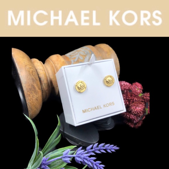 Michael Kors Gold Tone Astor Stud Logo Earrings - Picture 13 of 13